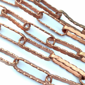 Large Flat Oval 31x4x9mm Solid Copper Chain - per foot