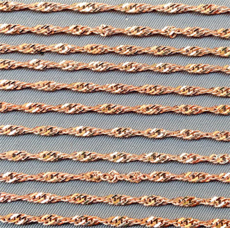 Rope Oval Chain 3x2mm Rose Gold Copper Plated Alloy Q13-15 Feet Per Pkg