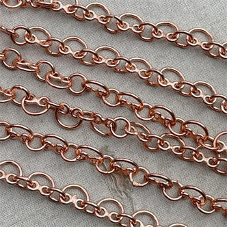 8x6mm Half Moon Pretzel Solid Copper Chain Soldered Raw India New Stock No E-Coat Per Foot