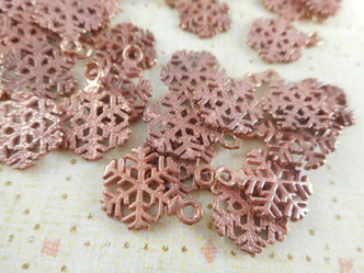 16mm Snowflake Solid Copper Charm Q10 - per pkg