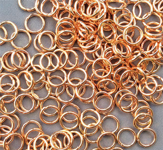 Rose Gold Copper Plated Iron Based Alloy 7mm Diameter 1mm Thick Jump Rings Q200 Per Pkg