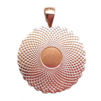 Rose Gold/Copper Plated Alloy 43x34mm Rhinestone Round Cabochon Tray Pendants Q2 per Pkg