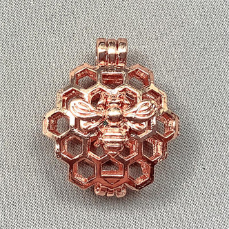 Bee Honeycomb Aromatherapy Oil Diffuser Harmony Wish Locket Pendants 26x22mm Rose Copper Plated Alloy Q4 Per Pkg