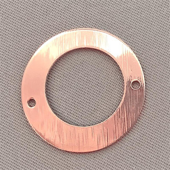 Textured Concave Circle Lead and Nickel Safe Solid Copper 22mm 2 Loop Connectors Q4 per Pkg