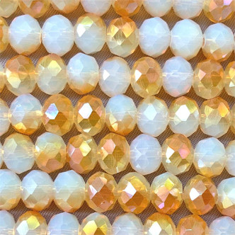 Copper AB Opalite 8x6mm Faceted Chinese Crystal Glass Rondelle Beads Per Strand
