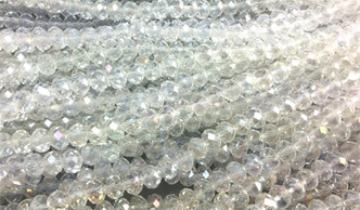 Crystal AB 8x6mm Faceted Chinese Crystal Glass Rondelle Beads - per strand