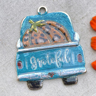 Oakley Blue Grateful Truck Leopard Pumpkin Autumn Fall Artisan Hand Painted Pendant Per Pc