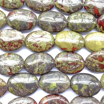 Dragon Blood Jasper 24x18mm Oval Semi-Precious Stone Beads per Strand