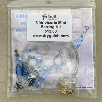 Chinoiserie Blue White China Porcelain Brass Earrings Mini Kit DIY Jewelry Making Kit