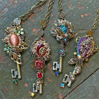 Key to the Garden Necklace DIY Jewelry Kit Fantasy Fairy Collage Skeleton Key Per Kit