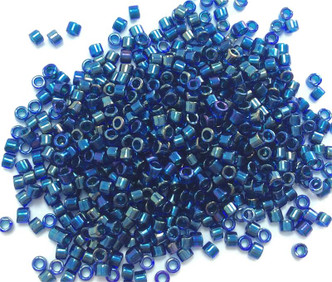 Emerald Lined Cobalt AB Size 11/0 Delica Seed Beads Per Tube