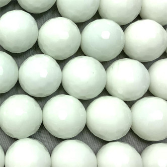 Dyed White Jade Faceted 14mm Round Ball Semi-Precious Beads per Strand