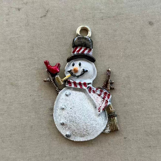 McJingles Red Snowman Pendant Cardinal Artisan Hand Painted Vintage Per Pc
