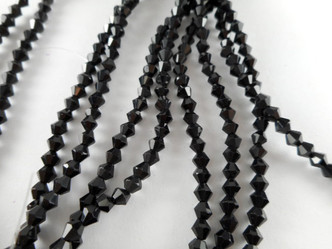 Black Square Pendants Sea Glass Beads - per strand