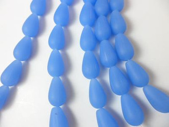 Cornflower Blue Drop Sea Glass Beads - per strand