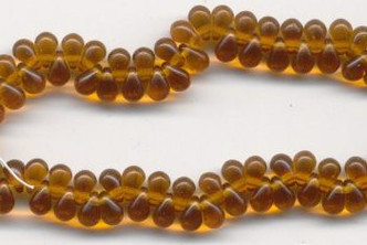 Topaz Drop Sea Glass Beads - per strand