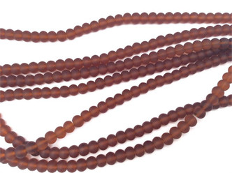 Brown 6x4mm Rondelle Sea Glass Beads - per strand