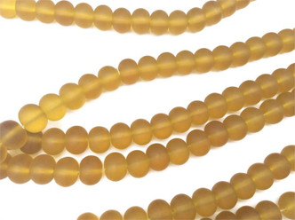 Honey Mustard 10x8mm Rondelle Sea Glass Beads Per Strand