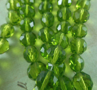 Dk Spring Green Ruffled Disc Sea Glass Beads - per strand