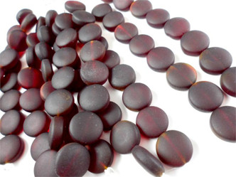 Bing Cherry 12mm Coins Sea Glass Beads - per strand