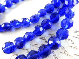 Cobalt Ruffled Disc 10 Pc Sea Glass Beads - per strand