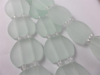 Chrysolite 2 Hole 21x17mm Oval Sea Glass Beads Per Strand