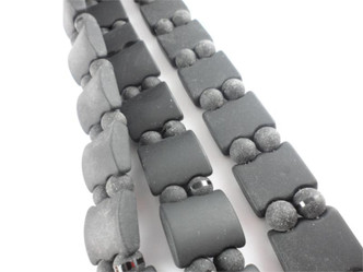 Black 2 Hole 16mm Square Sea Glass Beads Per Strand