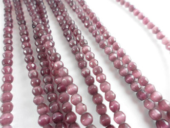 4mm Purple Faceted Round Cat's Eye Beads - per strand