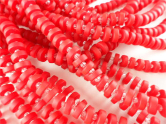 Dk Red Heishi Sea Glass Beads - per strand