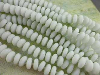 White Disc Sea Glass Beads - per strand