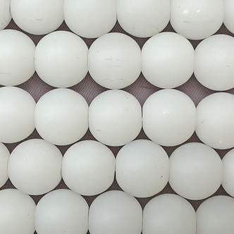 Milky White 10mm Round Sea Glass Beads Per Strand
