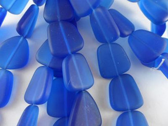 Sapphire Flat Nugget Sea Glass Beads Per Strand