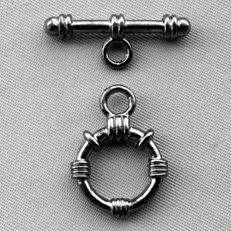 Coiled Toggle Clasps 21x16mm Gunmetal Plated Alloy Q16 Per Pkg