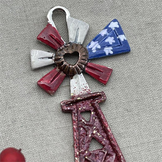 Madison Patriotic Vintage Windmill Pendant Hand Painted Artisan Per Pc