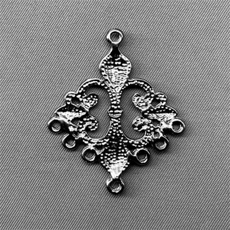 Fleur De Lis 8 Loop Chandelier Links 36x30mm Gunmetal Plated Alloy Q20 Per Pkg