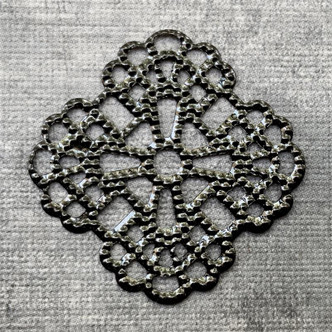 Scalloped Square Filigree Component 30mm Gunmetal Plated Alloy Q20 Per Pkg