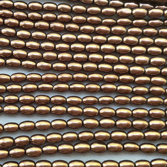 Chocolate Rice Glass Pearl 4x6mm Beads Per Strand