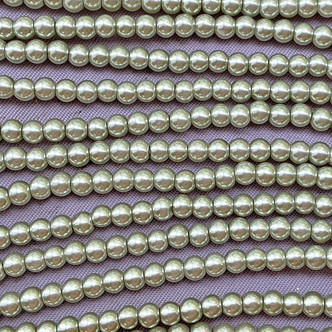Sage Green 3mm Round Glass Pearl Beads Per Strand