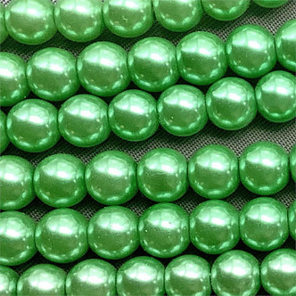 Glass Pearls 6mm Smooth Round Beads Spruce Per Strand