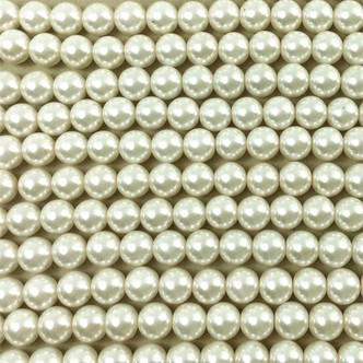 Ivory 8mm Smooth Round 1mm Hole Glass Pearls per Strand