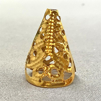 Filigree Cone Bead Caps 16x11mm Gold Plated Alloy Q40 Per Pkg