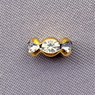 Clear Crystal Rhinestone Rondelle Bright Gold Plated Copper 8mm Beads Q20 per Pkg