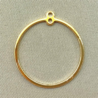 Circle Frame Links Charms 27.5x25mm 18Kt Gold Plated Brass Q8 Per Pkg