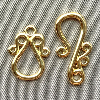 Flourish Hook Clasps 32x10mm 18Kt Gold Plated Alloy Q2 Per Pkg