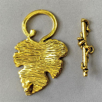 Grape Leaf Toggle Clasps 37x23mm Gold Plated Alloy Q6 Per Pkg