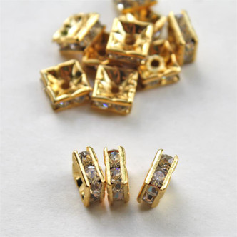 Gold Plated Czech 6mm Squaredelle Beads Preciosa Crystal Q12 Per Pkg
