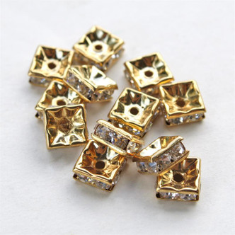 Gold Plated Czech 8mm Squaredelle Beads Preciosa Crystal Q12 Per Pkg