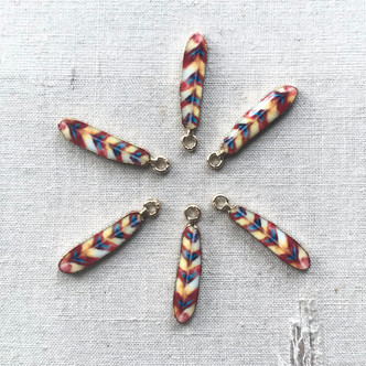 23mm Enameled Feather Charms Boho Hawk Eagle Multicolor Red Shiny Gold Plated Q6 Per Pkg