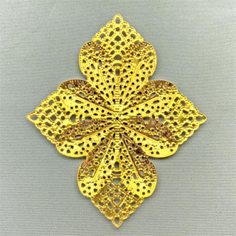 Lattice Filigree Bow Rhombus 77x64mm Gold Plated Iron Q20 per Pkg