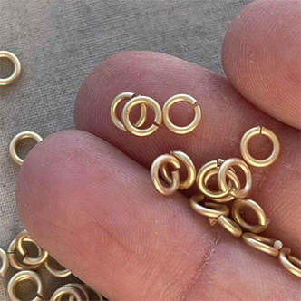 Round Open 4mm Jump Rings 18 Gauge Satin Hamilton Gold Plated Brass Q50 Per Pkg